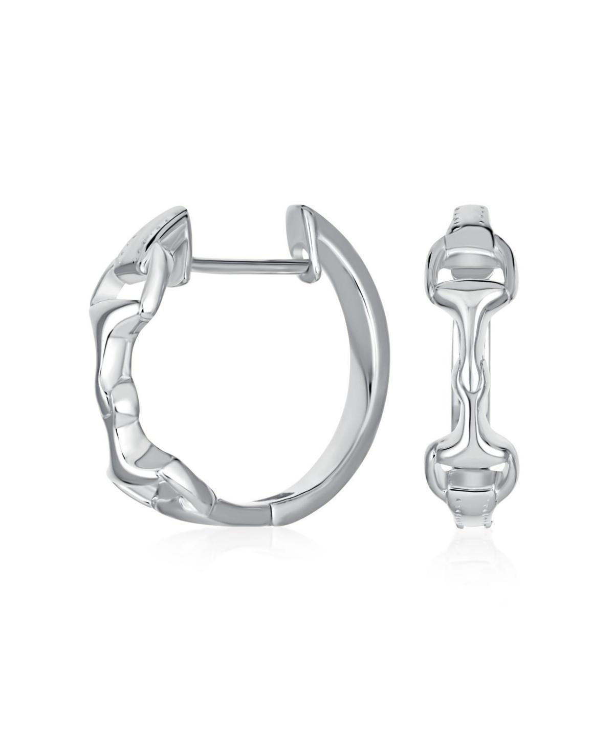 Bling Jewelry Equestrian Equine Horse Gift Cowgirl Snaffle Horse bit Hoop Earrings Western Jewelry For Women Hinge Polished .925 Sterling .75 Product Image