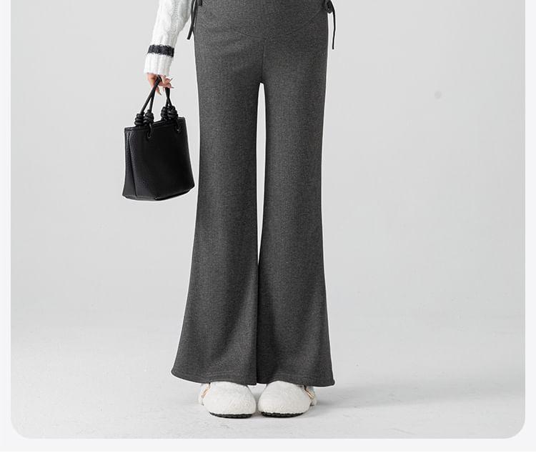 Maternity High Rise Plain Drawstring Flared Pants Product Image