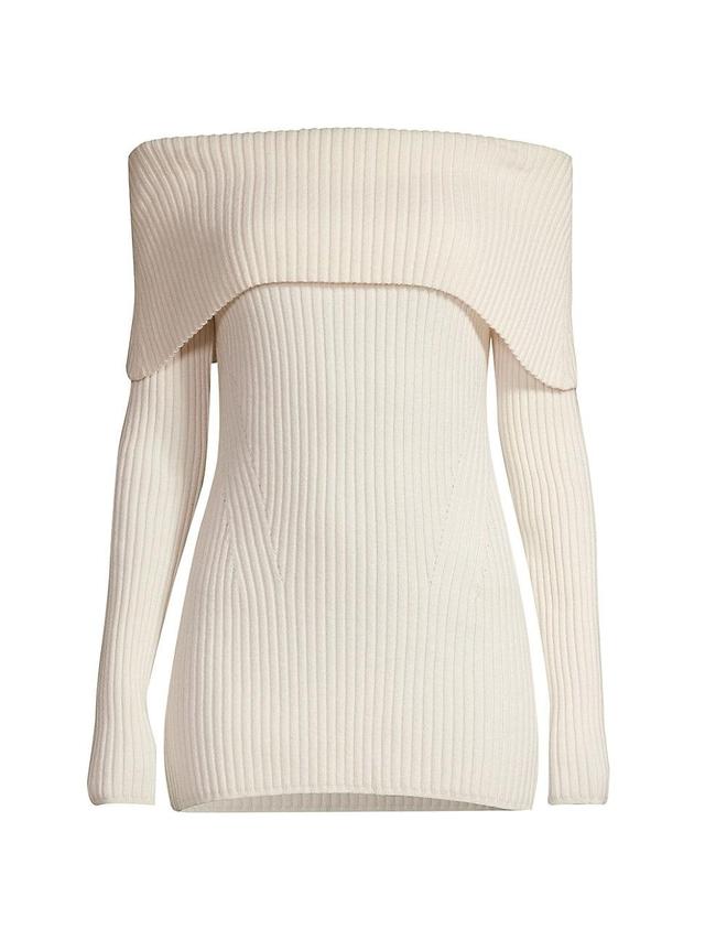 Womens Wool & Cashmere-Blend Off-The-Shoulder Sweater Product Image