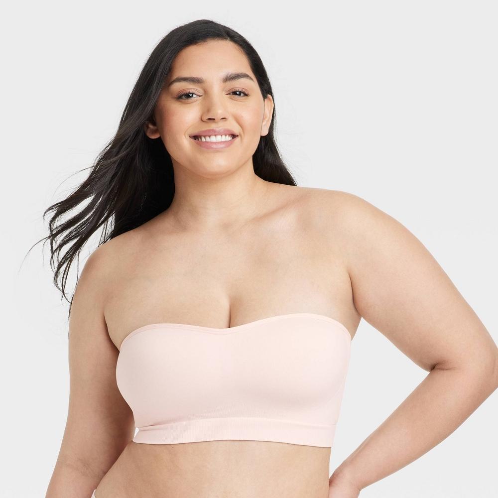 Women's Seamless Lightly Lined Bandeau Bra - Auden™ Pink M Product Image