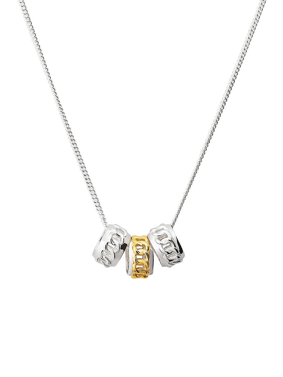 Mens Cozy Sterling Silver & 23K Gold Pendant Necklace Product Image