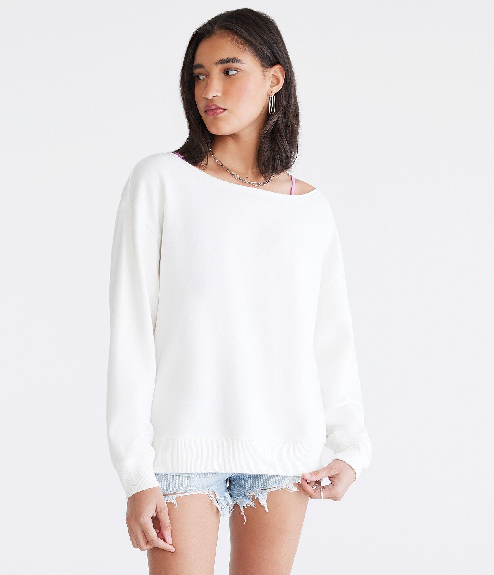 Washed Off-The-Shoulder Sweatshirt Product Image