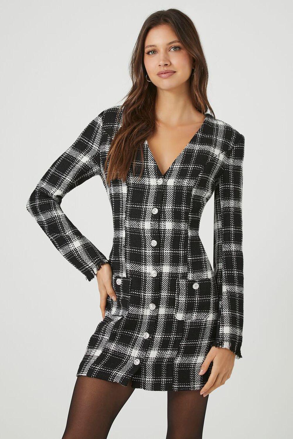 Tweed Plaid Mini Dress | Forever 21 Product Image