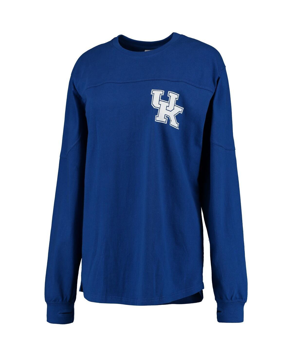 Womens Pressbox Royal Kentucky Wildcats Team Logo The Big Shirt Oversized Long Sleeve Shirt Product Image