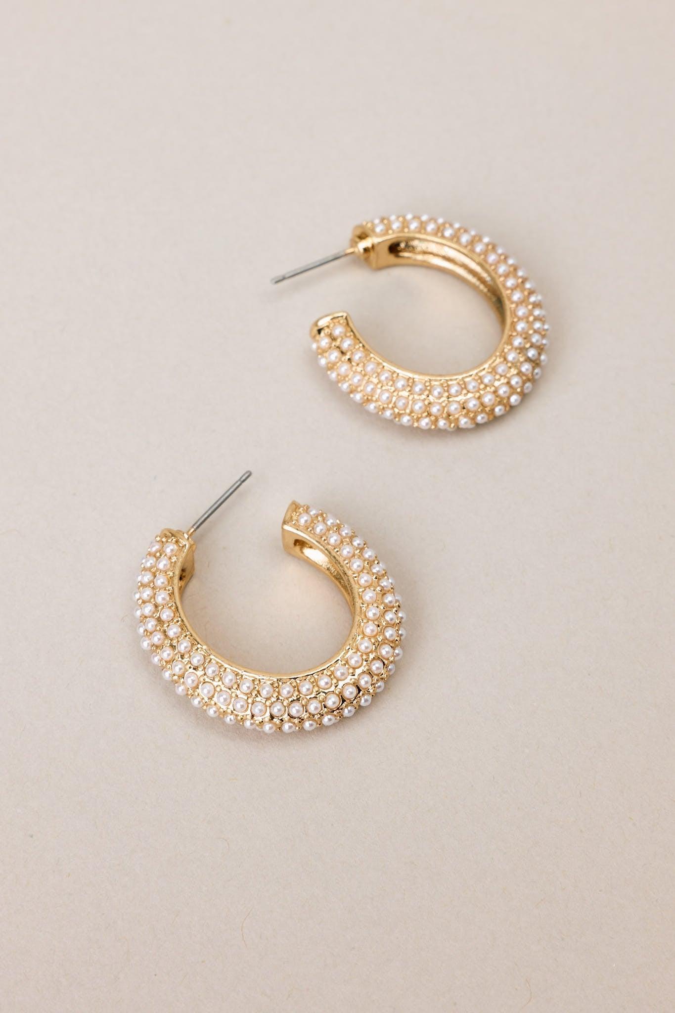 Golden Sands Pearl Hoop Earrings Product Image