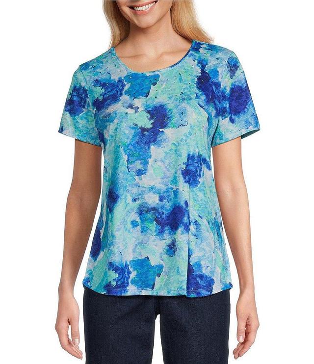 Allison Daley Abstract Print Short Sleeve Crew Neck Art Tee Shirt Product Image