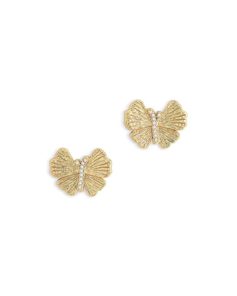 Womens Butterfly 18K-Gold-Plated & Cubic Zirconia Stud Earrings Product Image