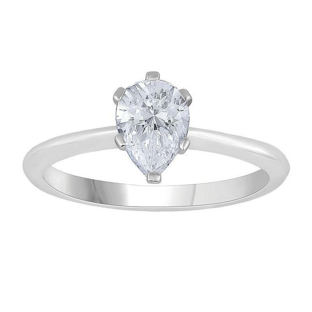 Diamond Medley 14k White Gold 1 Carat T.W. Lab-Grown Diamond Pear Solitaire Ring, Womens 14k Whgold Product Image