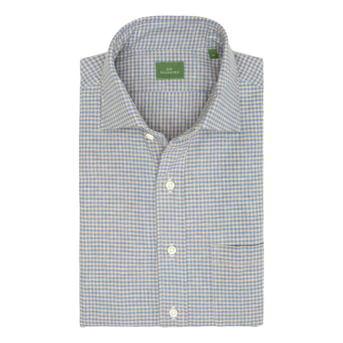 Spread Collar Sport Shirt Peri Sawdust Gingham Brushed Twill Product Image