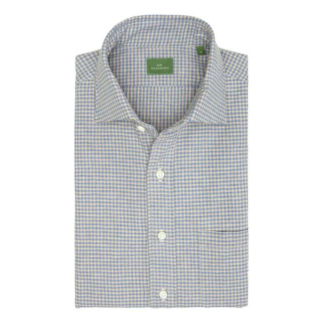 Spread Collar Sport Shirt Peri Sawdust Gingham Brushed Twill Product Image