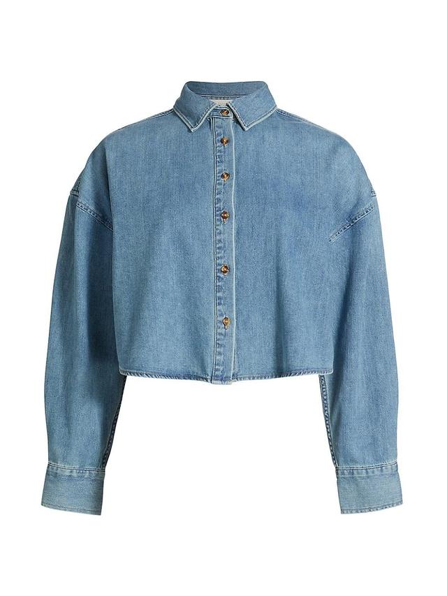 Womens Boyfriend Denim Crop Shirt Product Image