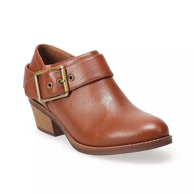 Croft & Barrow Buckle Strap Womens Ankle Boots Red Product Image