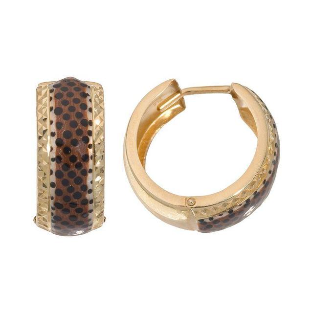 New York Gold Designs 14k Gold Leopard Hoop Earrings, Womens Product Image