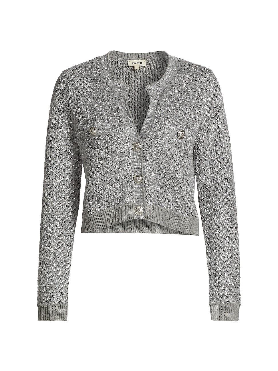 Womens Blanca Sequin Crop Cardigan Product Image