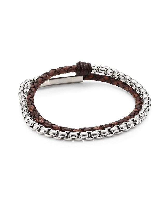 Jonas Studio Braided Leather & Chain Double Wrap Bracelet Product Image