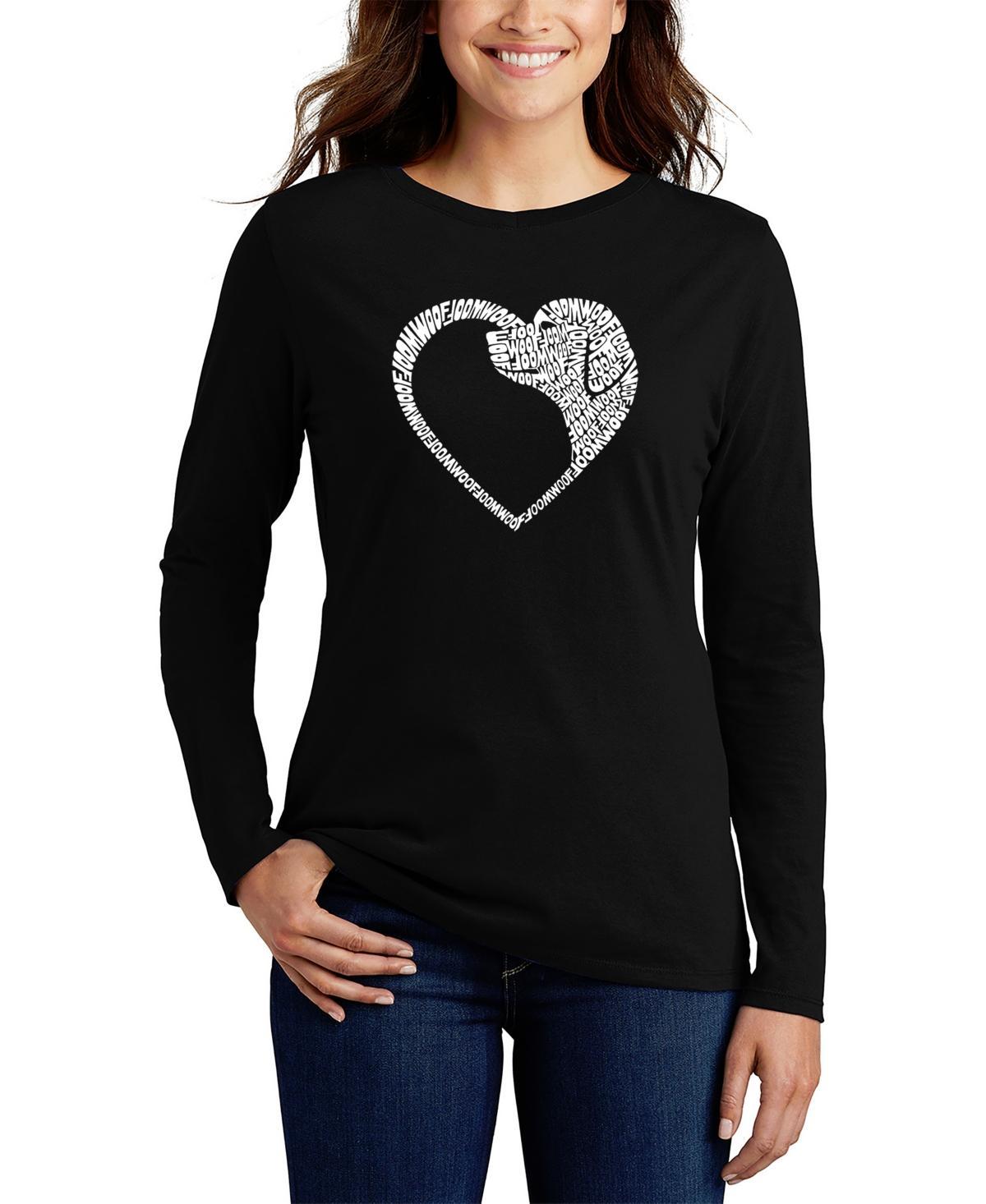 La Pop Art Womens Dog Heart Word Art Long Sleeve T-shirt Product Image