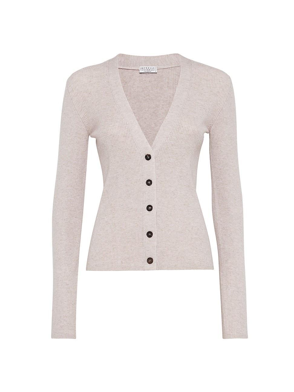 Womens Sparkling Cashmere Rib Knit Cardigan Product Image