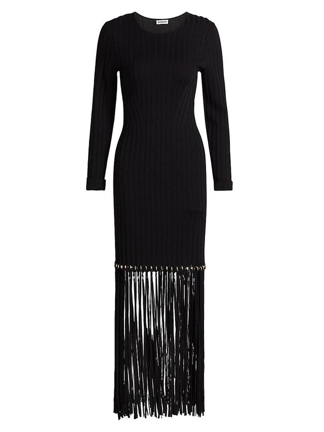 Womens Sharron Fringed Knit Maxi Dress Product Image