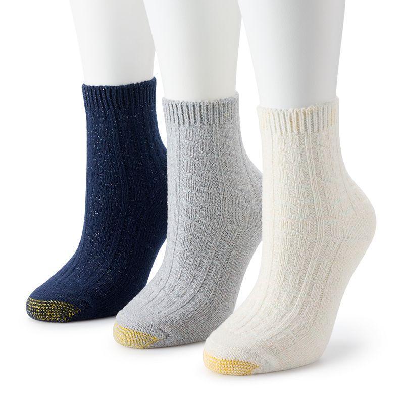 Womens GOLDTOE Sparkle Cable Crew Socks 3-Pack Product Image