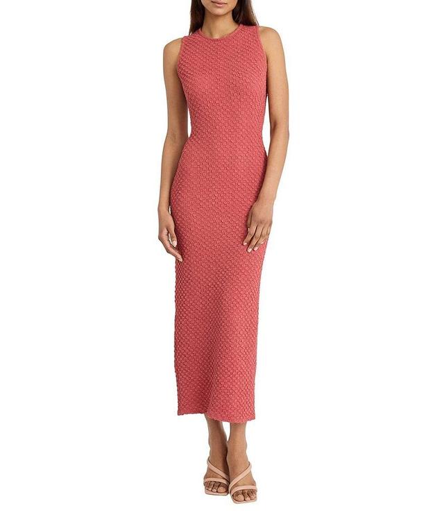 Donna Morgan Popcorn Knit Round Neck Sleeveless Back Cut-Out Maxi Dress Product Image