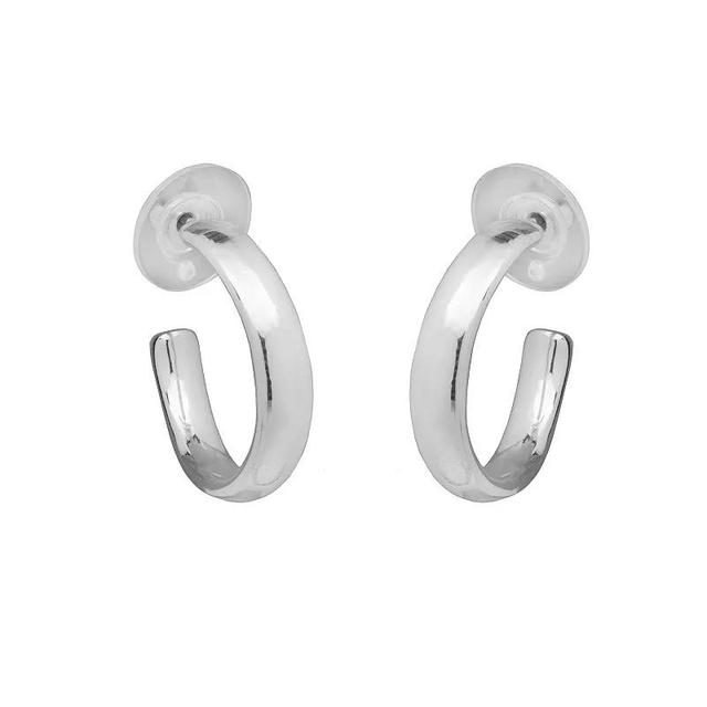 Emberly Silver Tone Simple C-Hoop Earrings, Womens, None Product Image