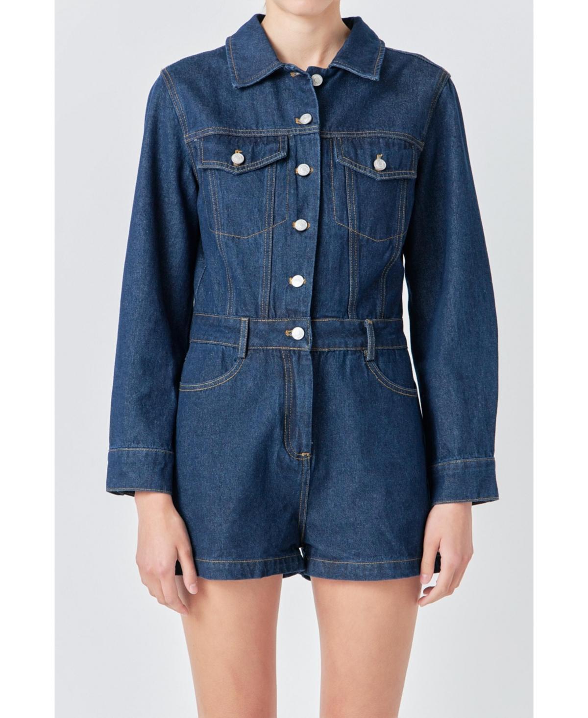 Women's Denim Mini Jumpsuit Product Image