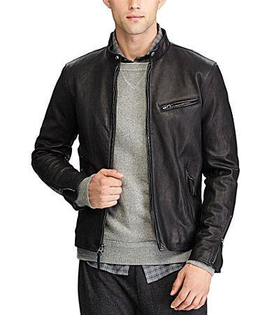 Polo Ralph Lauren Lambskin Leather Cafe Racer Jacket Product Image