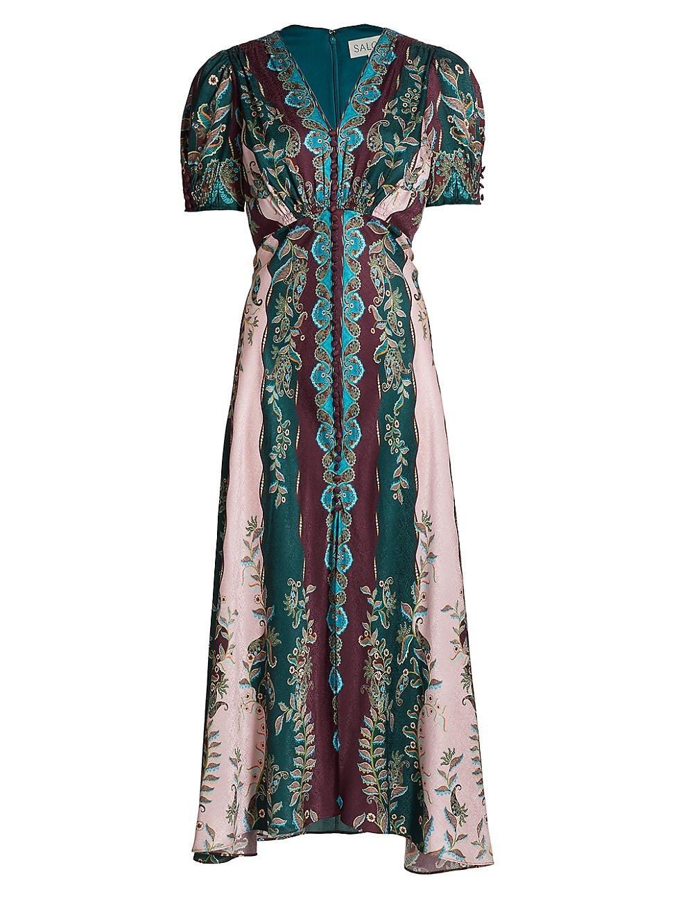 Womens Lea Paisley Silk Maxi Dress Product Image