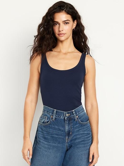 First-Layer Ribbed Scoop-Neck Tank Top Product Image