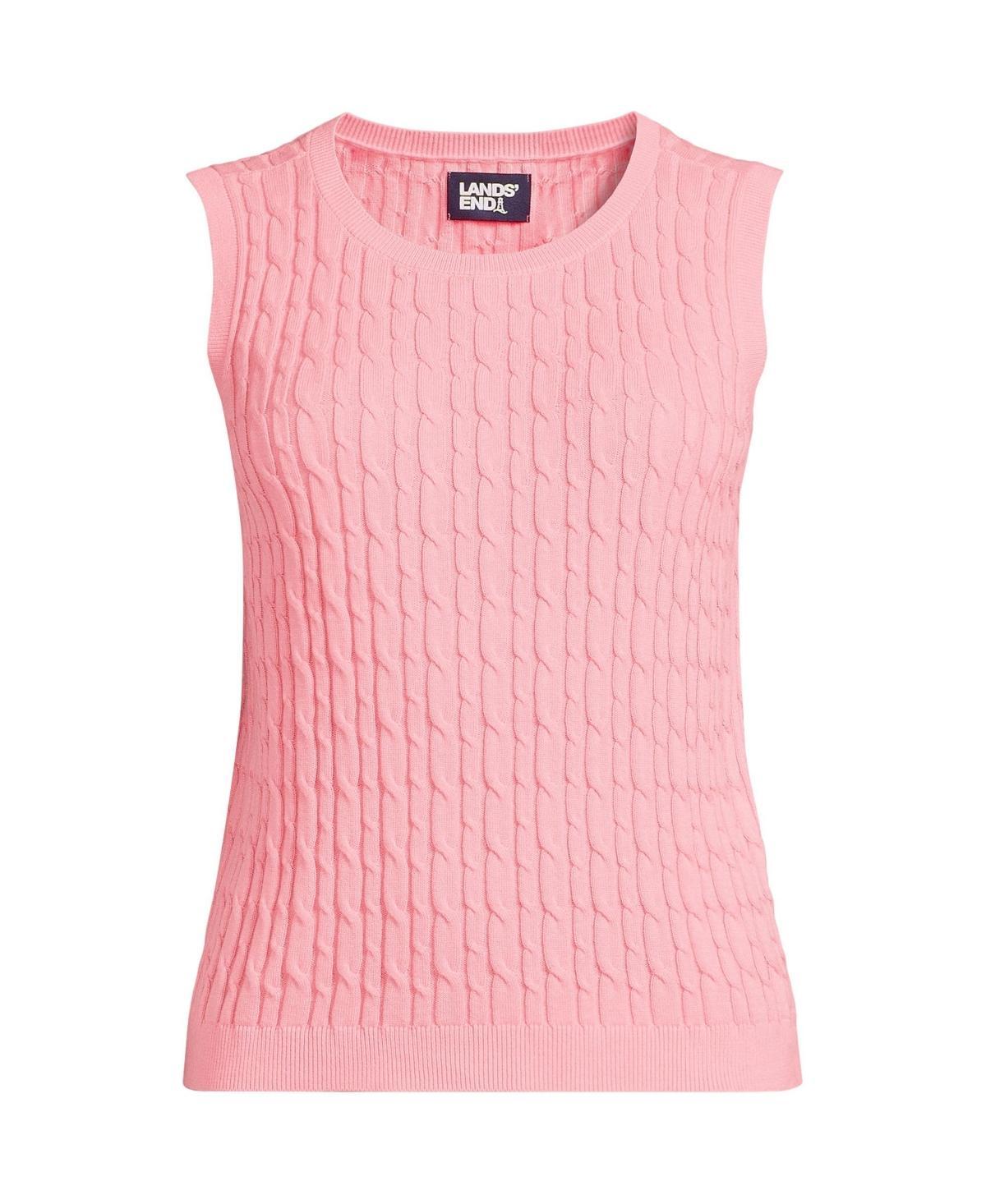 Lands End Womens Fine Gauge Cable Tank Sweater Product Image