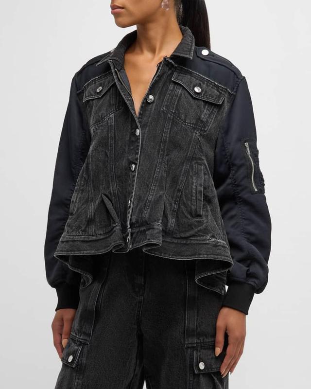 Combo Denim Flight Jacket Product Image