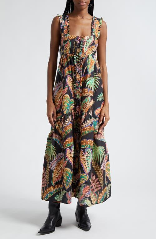 FARM Rio Cool Foliage Button Front Tie Back Maxi Dress Product Image