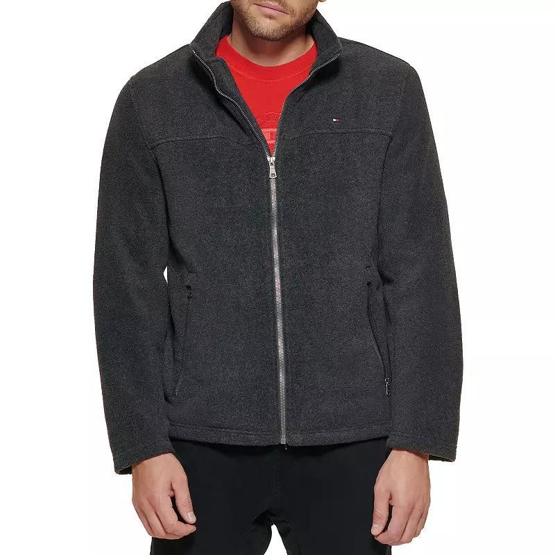 Mens Tommy Hilfiger Fleece Jacket Black Gray Product Image