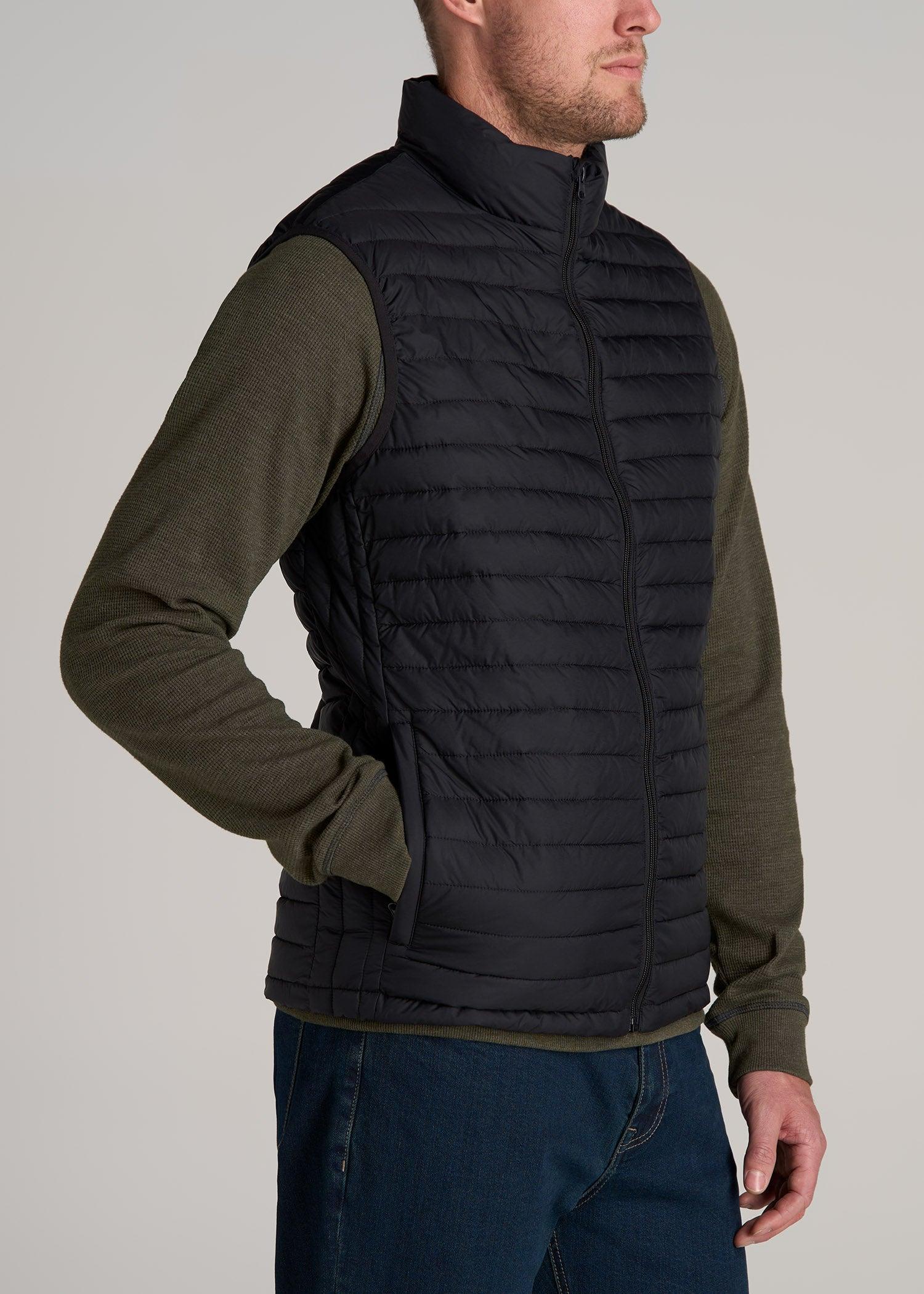 Tall Men's Packable Puffer Vest in Black Male Product Image