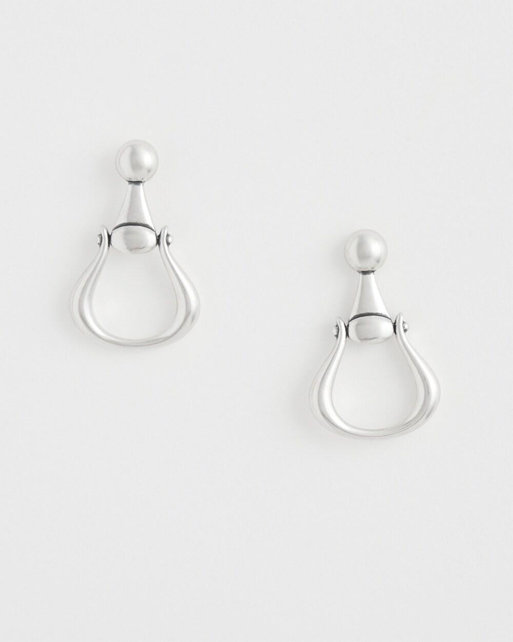 No Droop Silver Tone Horsebit Drop Earrings   Chico's - Silver - Women Product Image