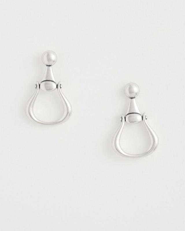 No Droop Silver Tone Horsebit Drop Earrings   Chico's - Silver - Women Product Image