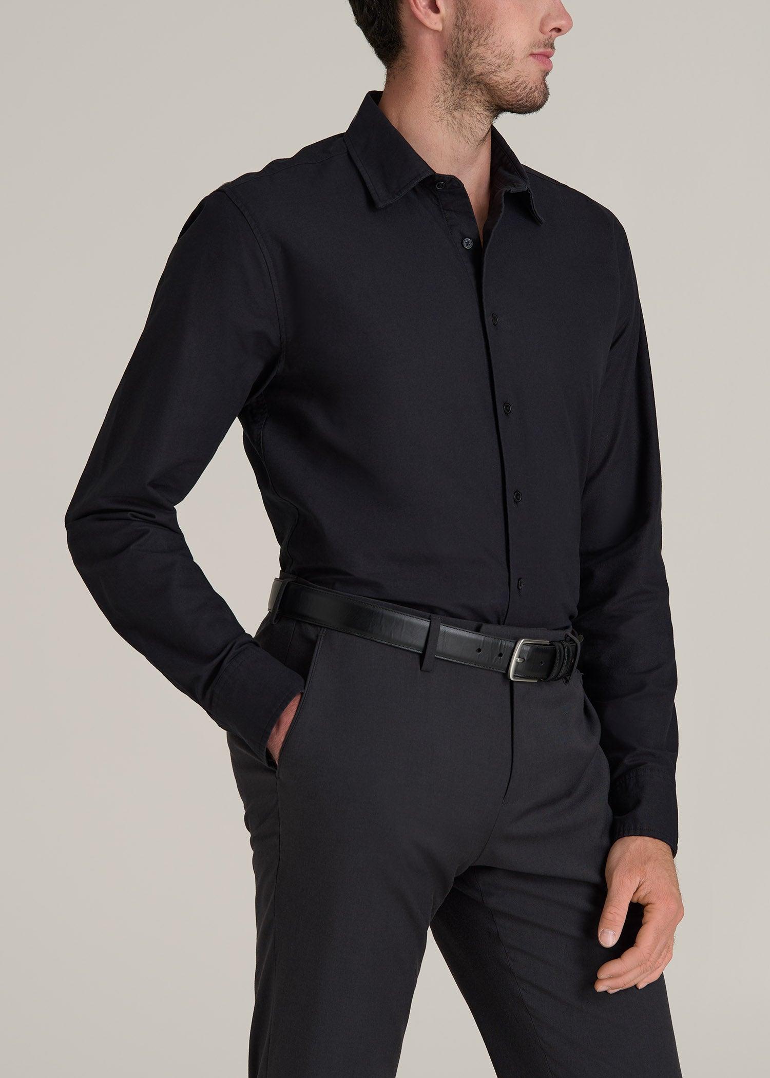 Pinpoint Oxford Shirt for Tall Men in Black Product Image