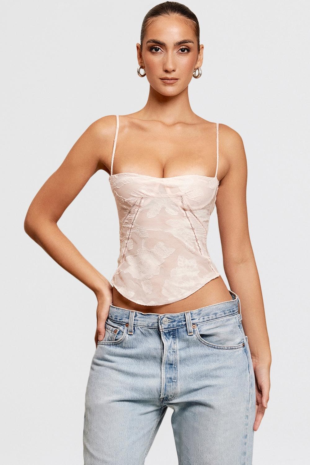 Lisette Pink Floral Lace Camisole Product Image