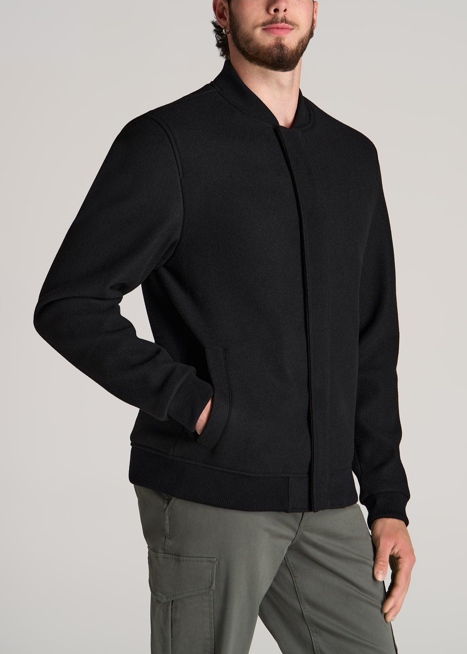 Melton Varsity Jacket for Tall Men in Black Male Product Image