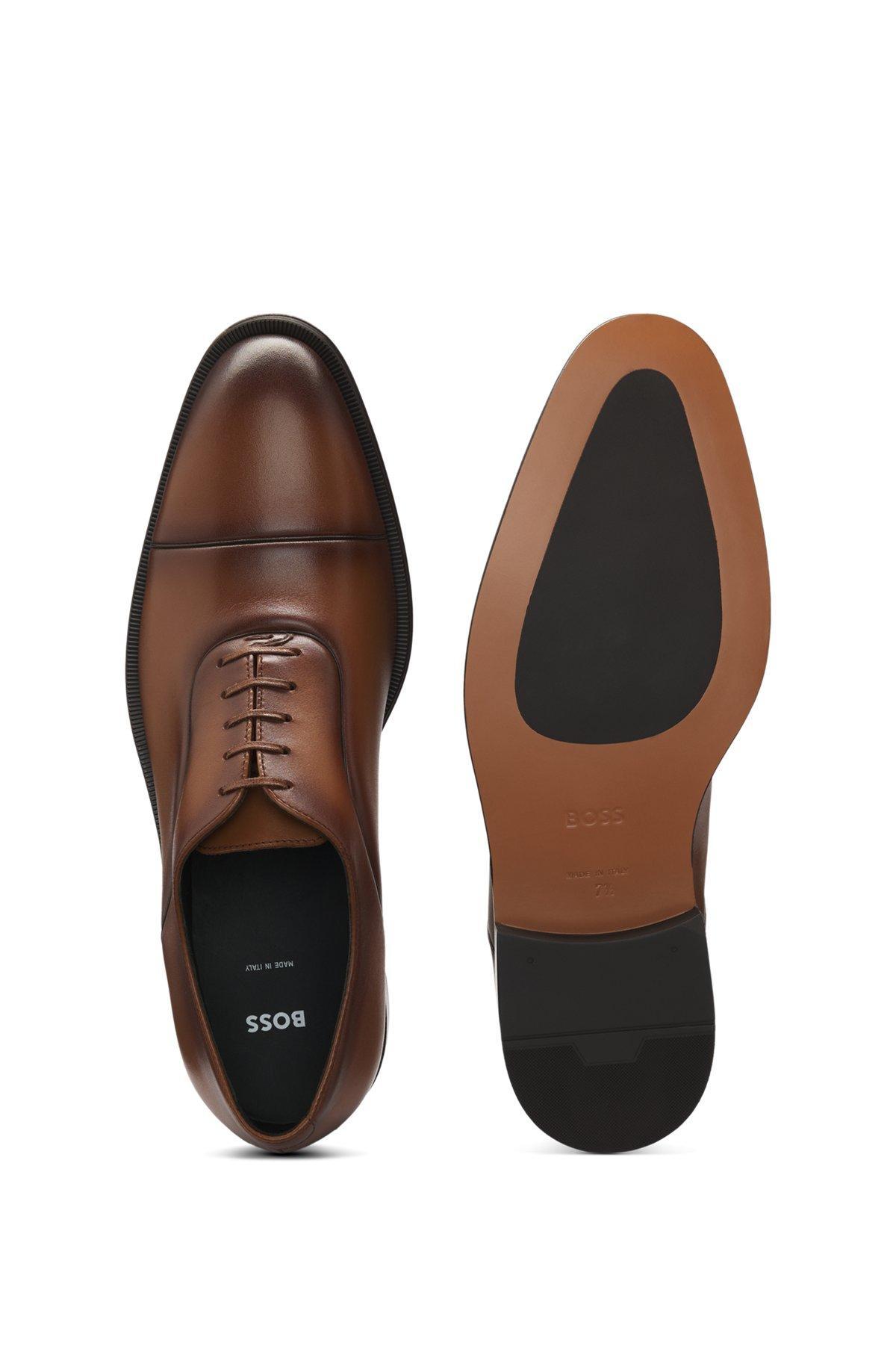 BOSS - Captoe Oxford shoes in smooth leather - Brown Product Image