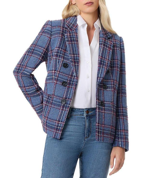 Jones New York Plaid Tweed Faux Double Breasted Blazer Product Image