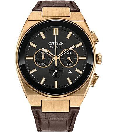 Men's Citizen Axiom Watch in Rose-Tone Stainess Steel with Brown Leather Strap (Model: Ca4583-01E) Product Image