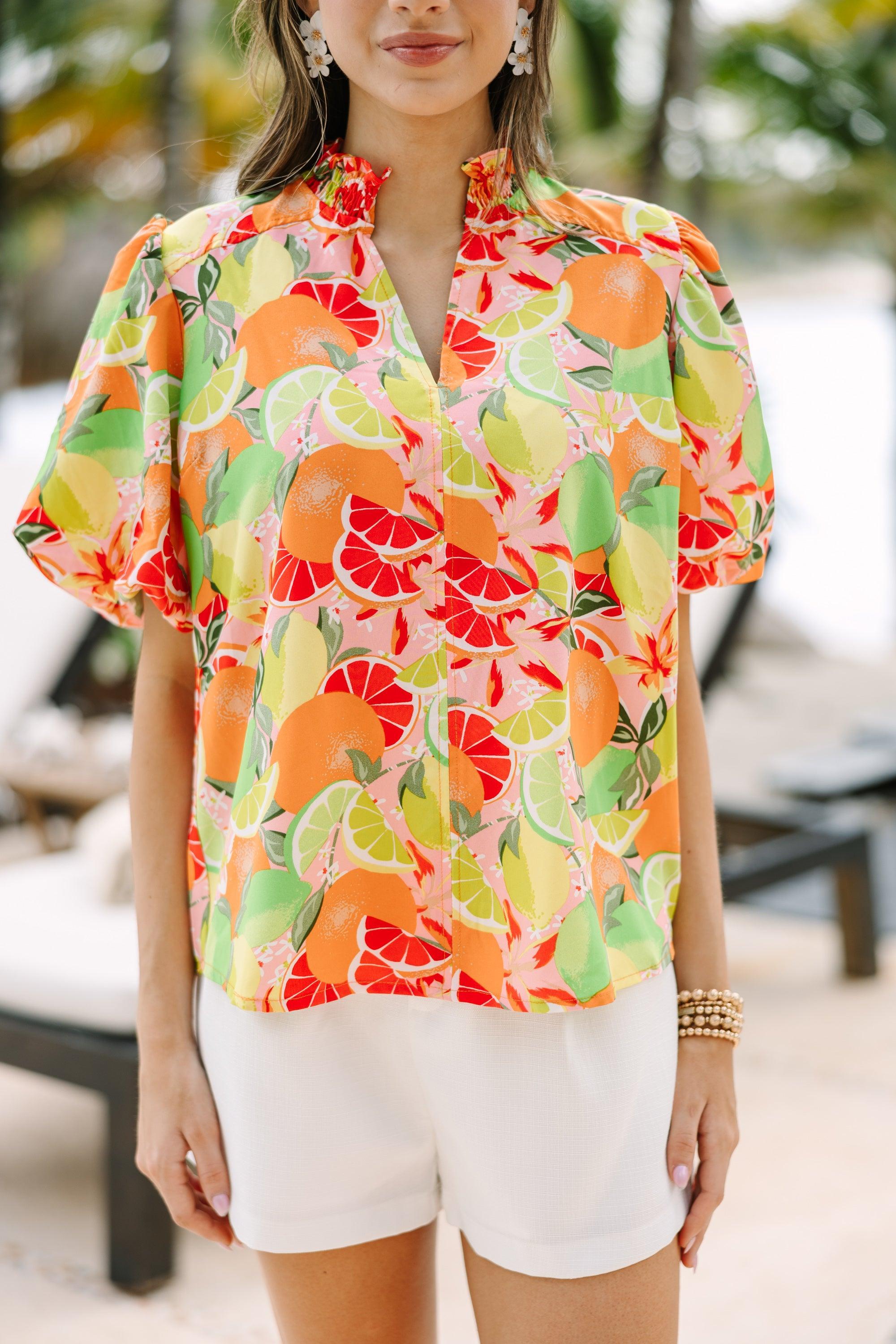 Find You Well Orange Floral Blouse Female Product Image