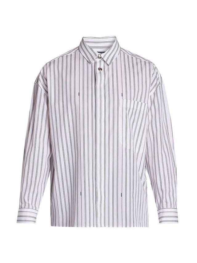 Mens Striped Long-Sleeve Cotton Shirt Product Image