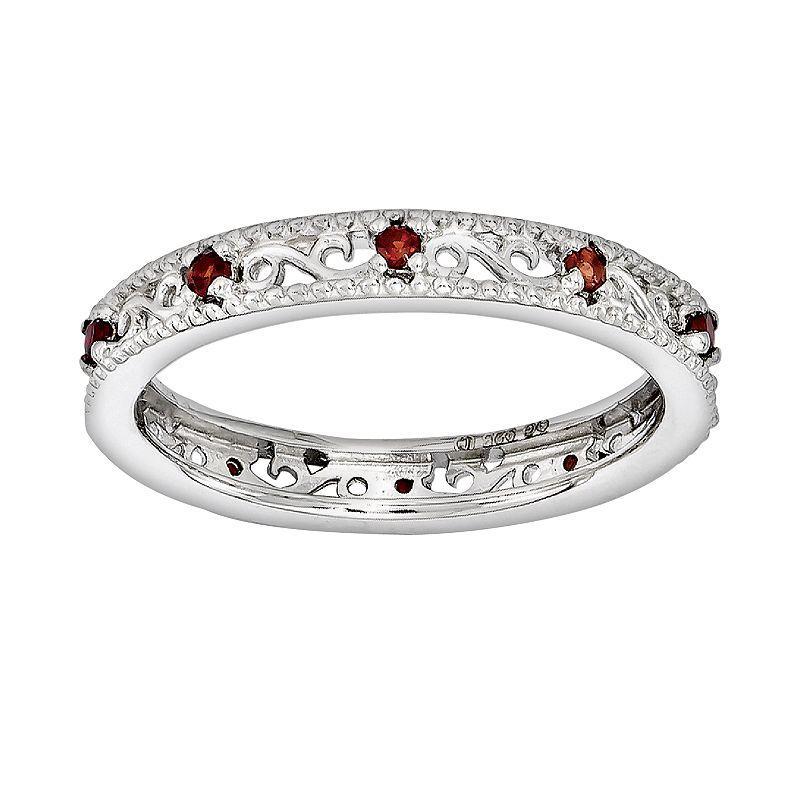 Stacks & Stones Sterling Silver Garnet Stack Ring, Womens Red Product Image