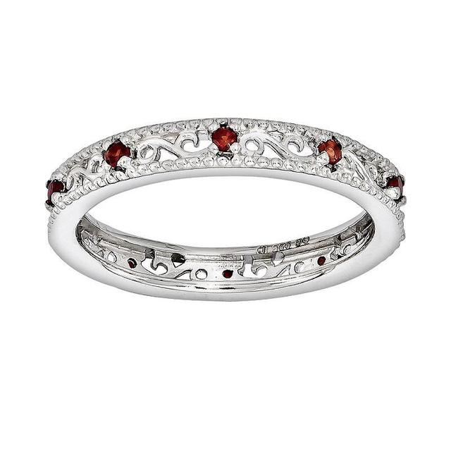 Stacks & Stones Sterling Silver Garnet Stack Ring, Womens Red Product Image