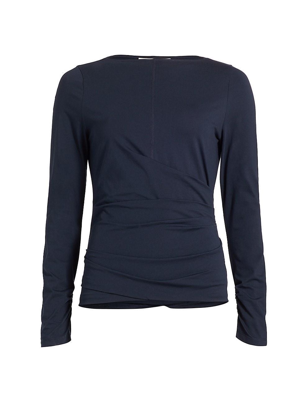 Womens Draped Stretch Cotton Boatneck Top Product Image