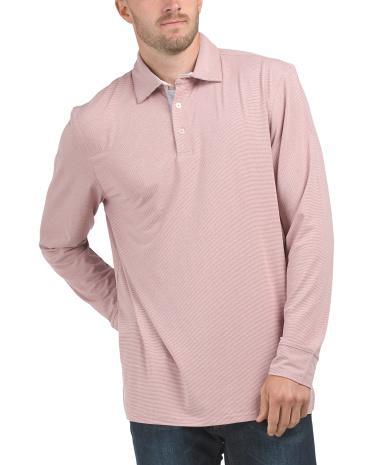 Long Sleeve Ryder Ridgeway Stripe Performance Polo T-shirt for Men | Polyester/Spandex Product Image