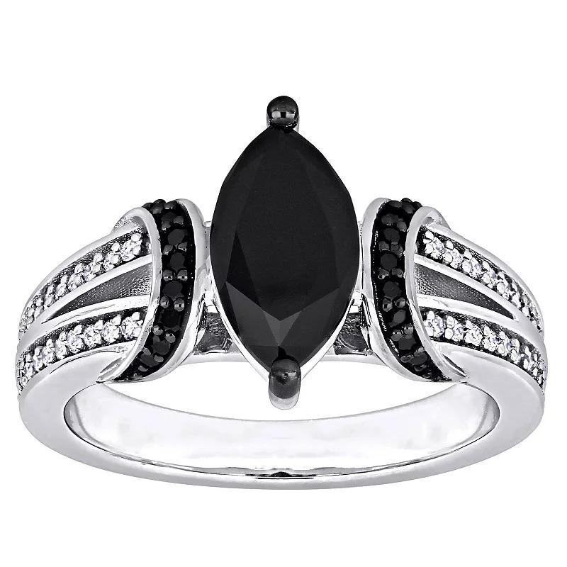 Stella Grace 14k White Gold 2 1/4 Carat T.W. Black & White Diamond Engagement Ring, Womens Product Image