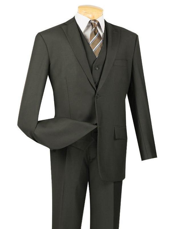 Vinci Regular Fit 3 Piece Suit 2 Button (Olive) V2TR  Product Image